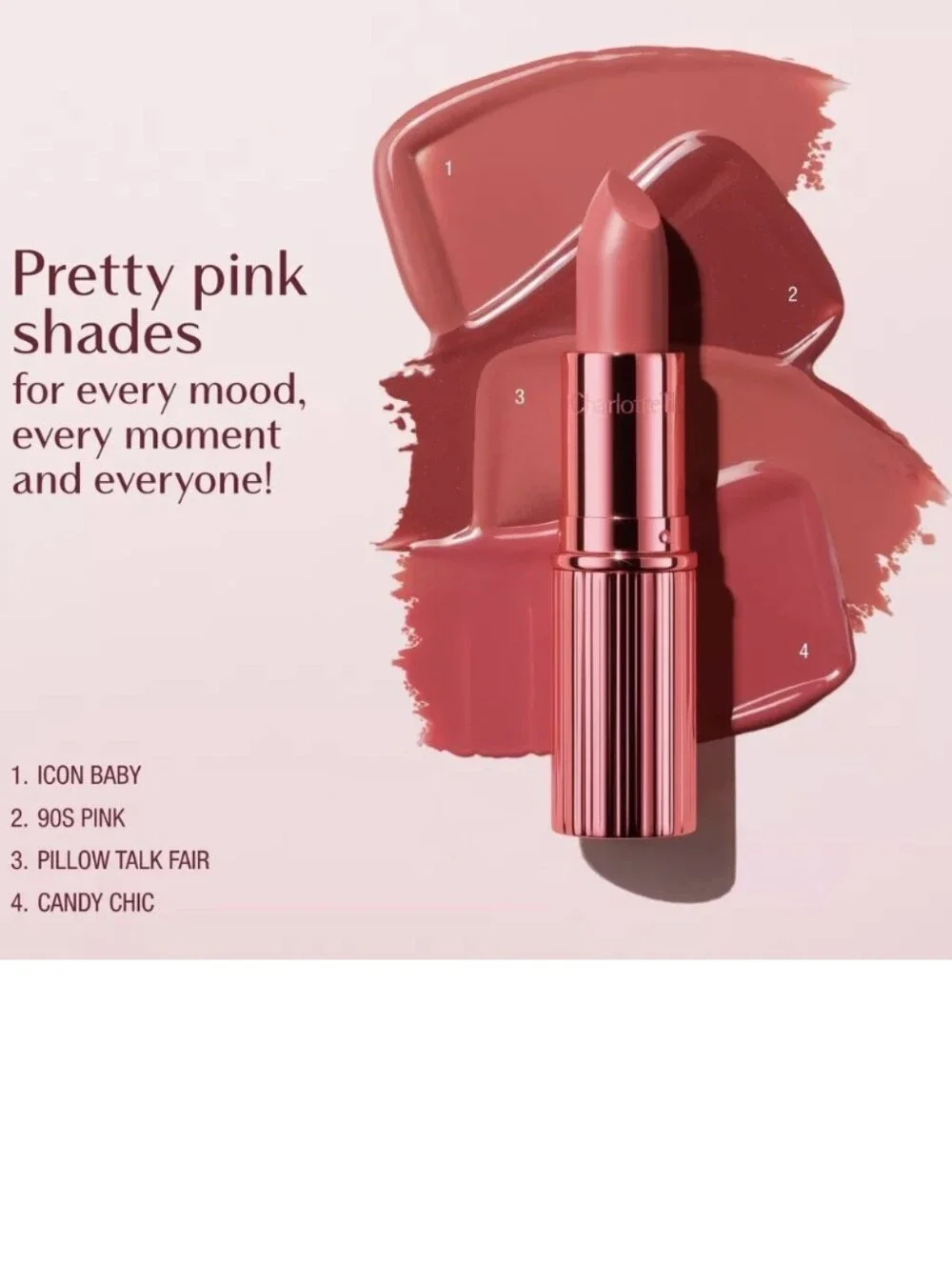 Charlotte Tilbury K.I.S.S.I.N.G Satin Shine Lipstick: '90s Pink, .12oz (FS), NIB